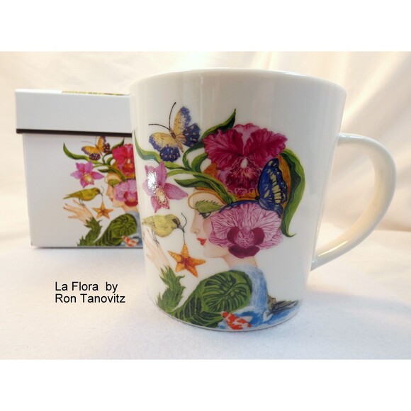 La Flora by Ron Tanovitz Boxed Mug - Decorative Bone China-Gardener-Flower Lover - Picture 1 of 10